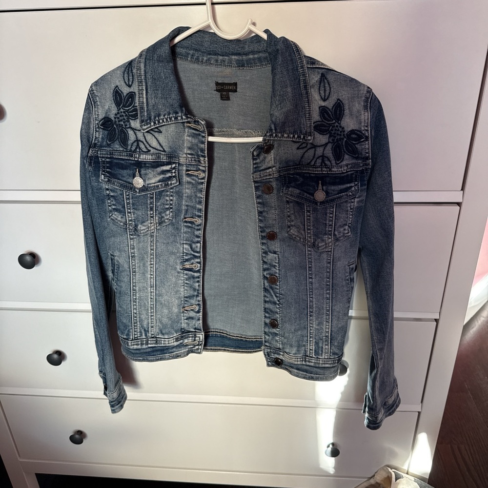 Coco + Carmen Blue Embroidered Jean Jacket